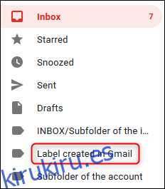 Una nueva etiqueta en la aplicación Gmail.