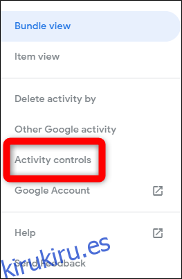 Mi actividad de Google Controles de actividad de clic