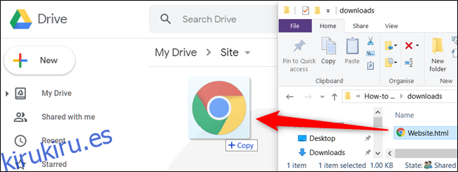Arrastra tu archivo desde tu computadora a tu Google Drive para subirlo.