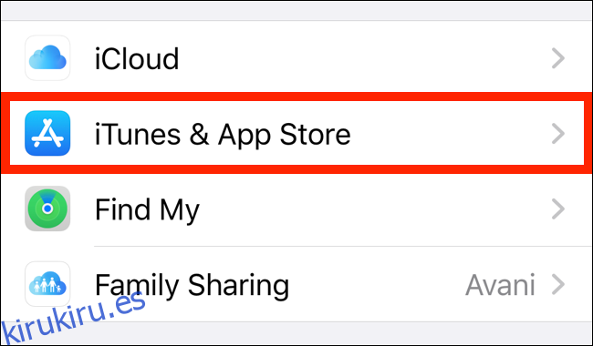 Seleccione iTunes y App Store en la página de su cuenta