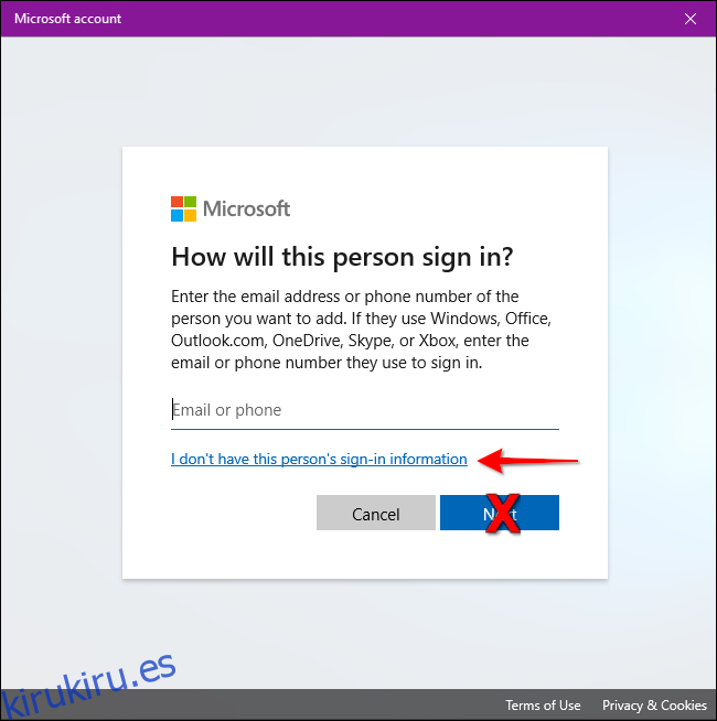 Windows 10 no tiene información de inicio de sesión
