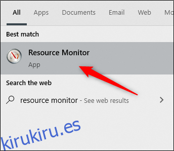 Presione enter para abrir Resource Monitor.