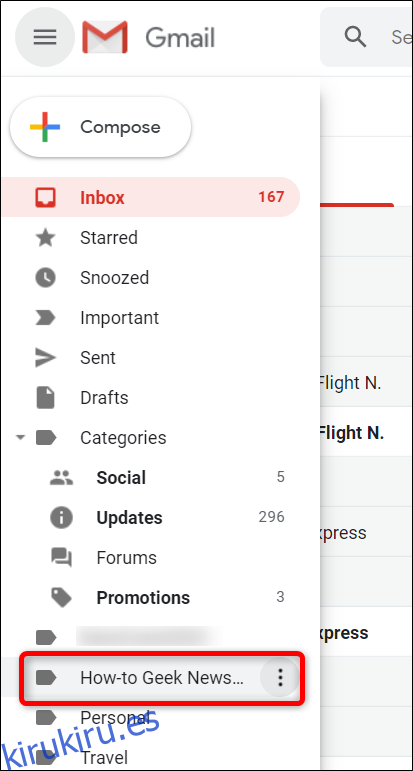 El panel lateral de Gmail. 