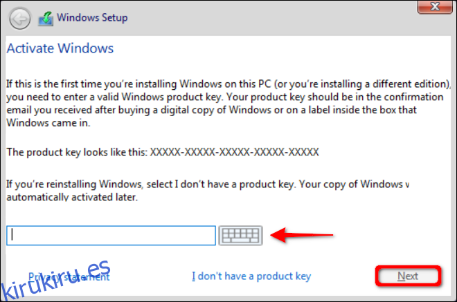 Activar Windows con clave de producto