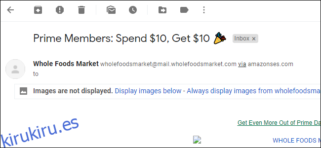 Opción para cargar imágenes para un correo electrónico individual en Gmail