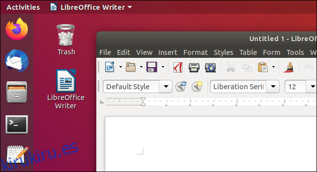 Acceso directo al escritorio de LibreOffice Writer de trabajo.