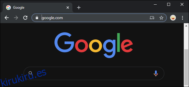 Chrome obliga al modo oscuro en la página de inicio de Google.