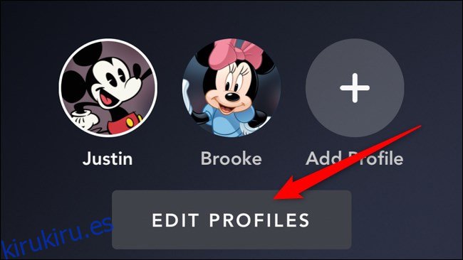 Aplicación Disney + Toca Editar perfiles