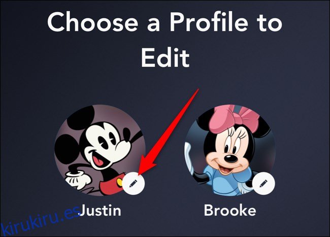 Aplicación Disney + Seleccionar un perfil