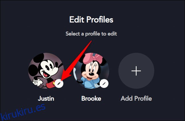 Disney + en la Web Seleccionar perfil