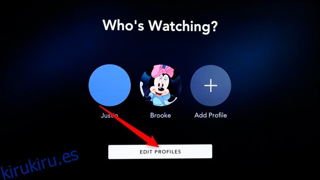 Disney + Smart TV Haga clic en Editar perfiles