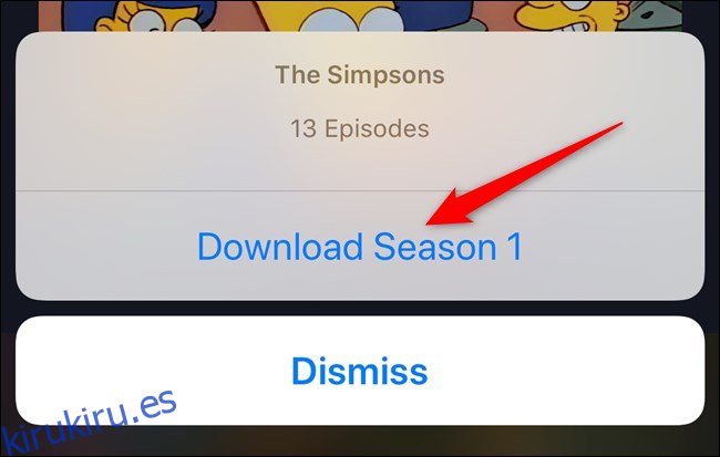 Botón de temporada de descarga de la aplicación Disney +