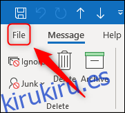 Opción de archivo de Outlook.