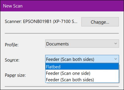 Fax y escaneo de Windows Nueva fuente de escaneo