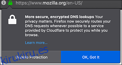 Búsquedas de DNS encriptadas por Firefox por alerta de Cloudflare.