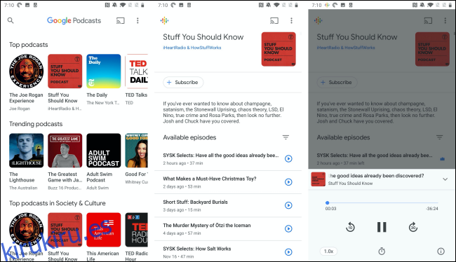 La aplicación Google Podcasts en un teléfono Android. 