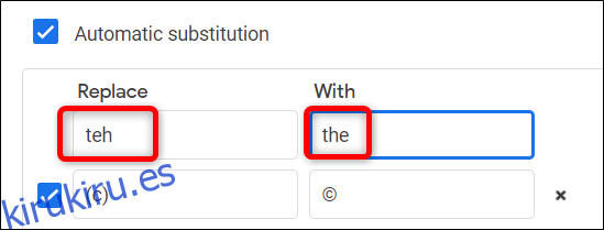 Puede utilizar esta función como autocorrección dentro de su documento para reemplazar automáticamente las palabras mal escritas.