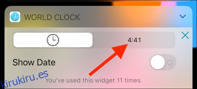 Cambie a la vista digital en el widget Reloj mundial.