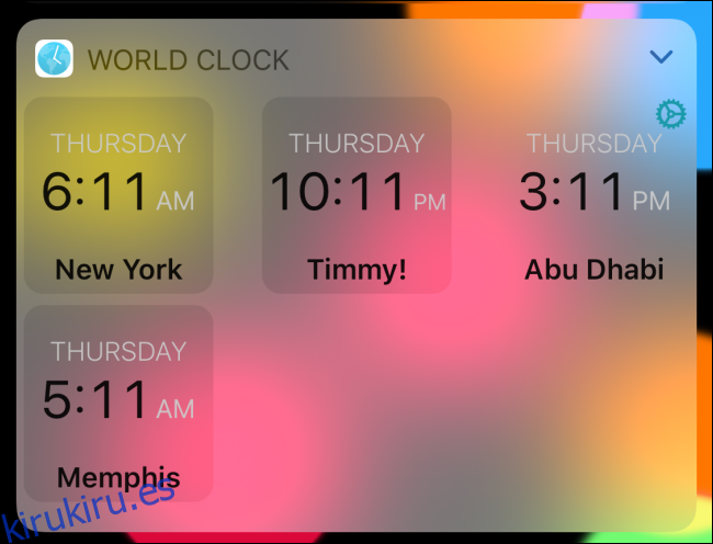 Reloj mundial en modo digital.