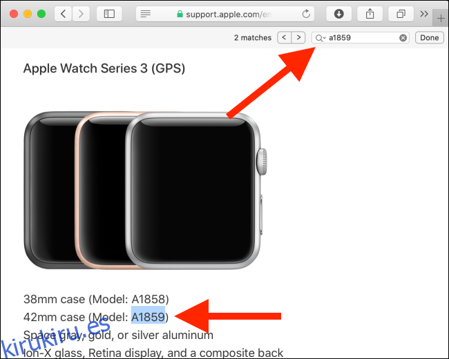 Página de identificación de Apple Watch