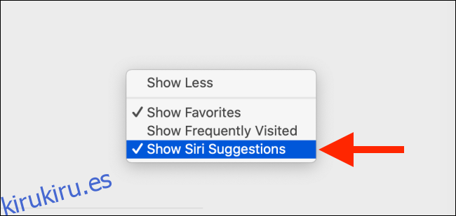 Desmarque la opción Mostrar sugerencias de Siri en Mac