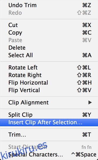 Quicktime Player - Insertar clip