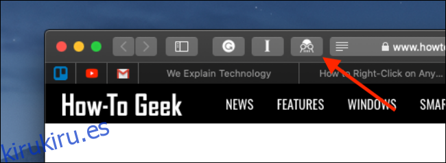 Haga clic en el icono de la extensión Dark Reader de la barra de herramientas de Safari