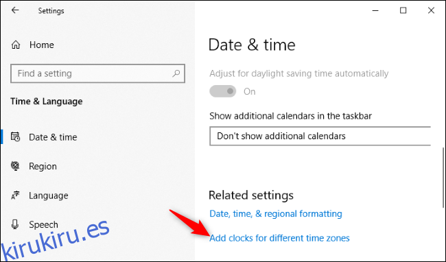 Agregar relojes para diferentes zonas horarias a Windows 10.