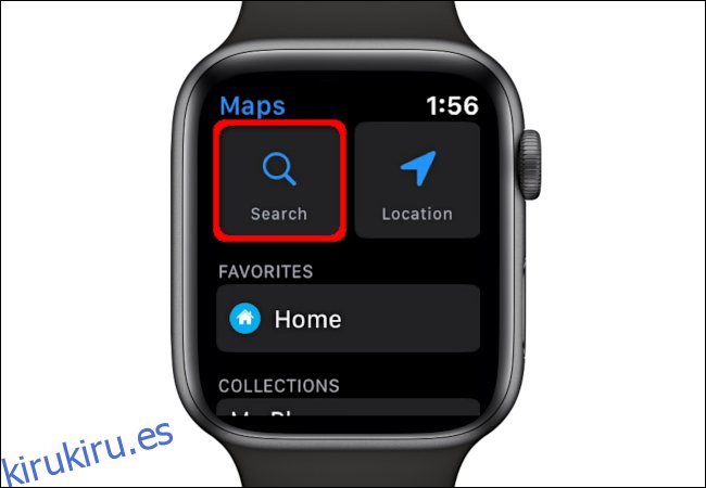 Uso de la función de búsqueda en la aplicación Mapas en Apple Watch