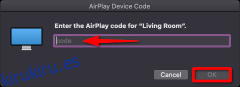 Apple TV AirPlay Código de dispositivo Mac