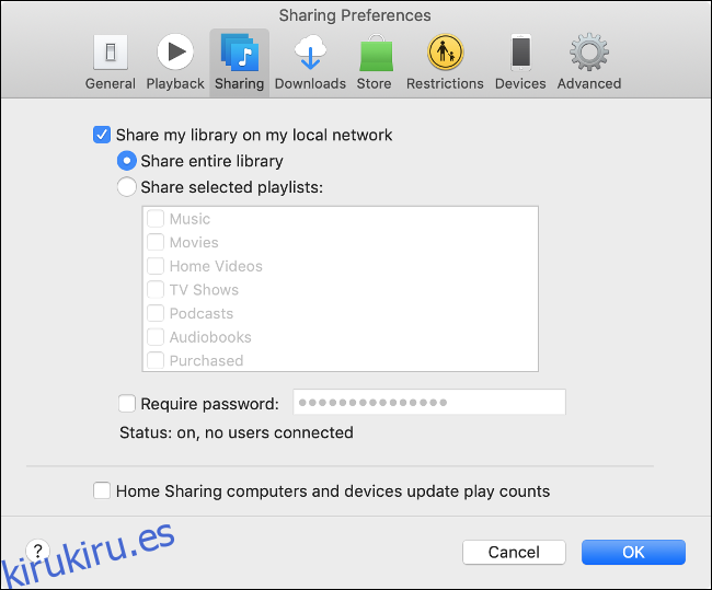 Comparta su biblioteca de iTunes en macOS Mojave y versiones anteriores