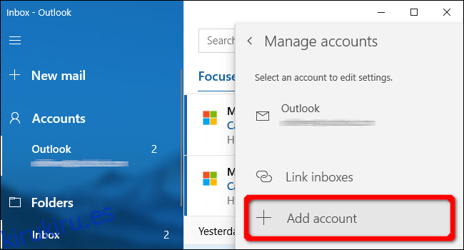 Agregar cuenta de la aplicación Windows Mail