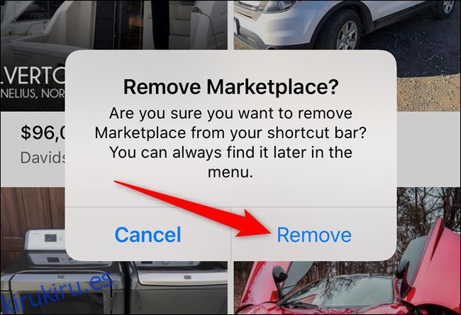 Aplicación de Facebook para iPhone de Apple Seleccione el botón Eliminar