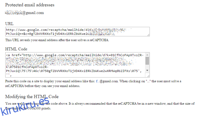 reCAPTCHA proteger correo electrónico