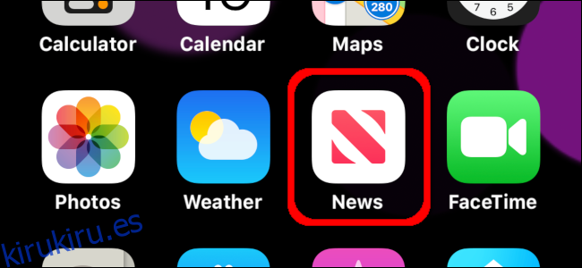 el icono de la aplicación de noticias en un iPhone
