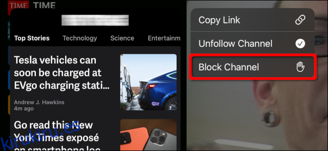 Bloquear un canal en la aplicación Noticias en un iPad