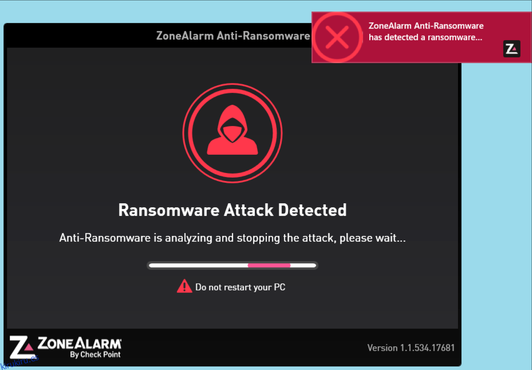 El software ZoneAlarm Anti-Ransomware.
