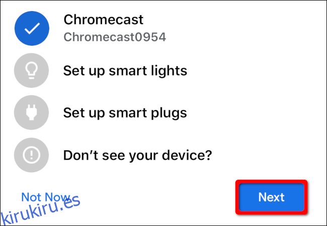 Seleccione su dispositivo Chromecast y luego toque 