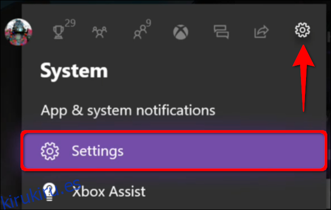 Configuración del sistema abierto de Xbox