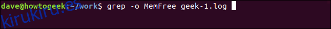 grep -o MemFree geek-1.log en una ventana de terminal