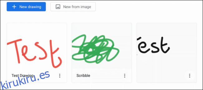 Dibujos con nombre que se muestran en la aplicación Google Chrome Canvas