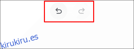 Haga clic en los íconos circulares izquierdo o derecho en la parte superior central de la pantalla de Google Chrome Canvas para deshacer o rehacer acciones