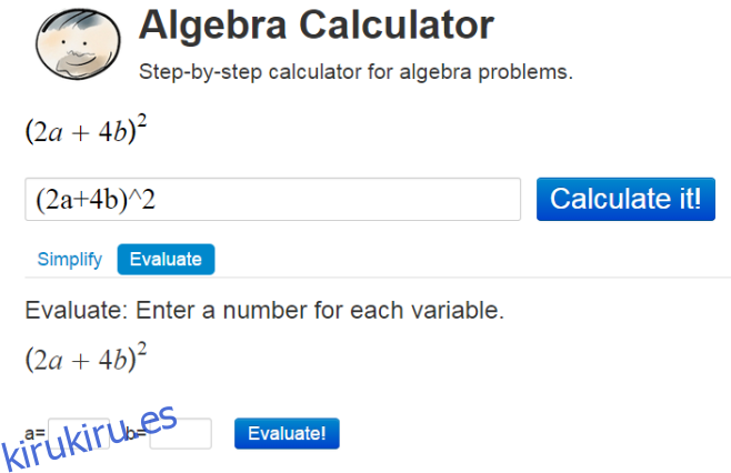 Calculadora de álgebra_evaluar
