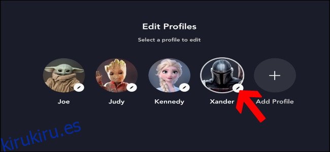 Disney + Editar perfil