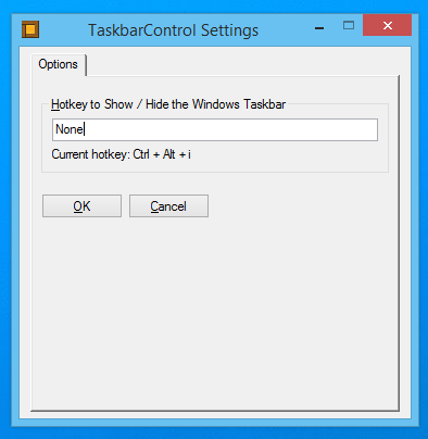 Configuración de control de la barra de tareas