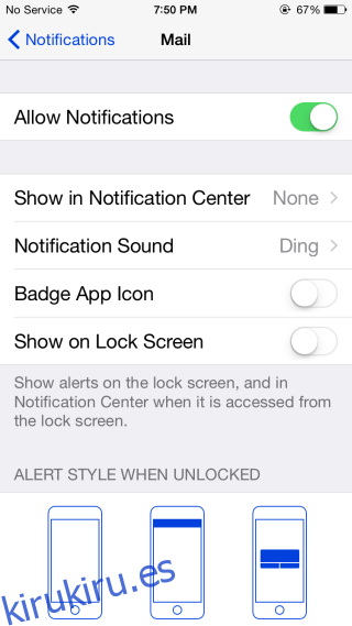 Cómo ocultar la insignia de notificación para una aplicación de stock en iOS