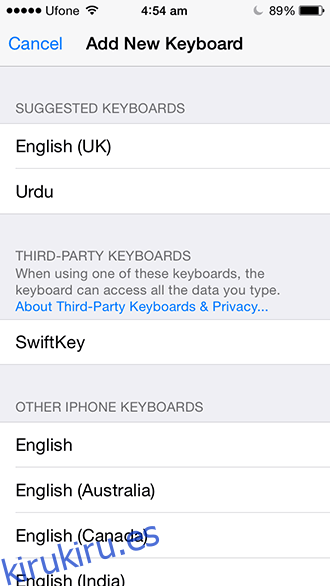 SwiftKey iOS - Agregar teclado