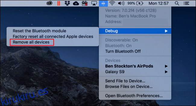 Haga clic en el icono de Bluetooth, seleccione 