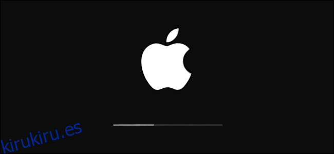 El logotipo de Apple y la barra de progreso de la actualización en iOS.
