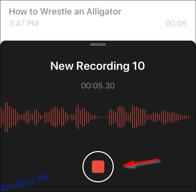 Dejar de grabar una nota de voz en iOS